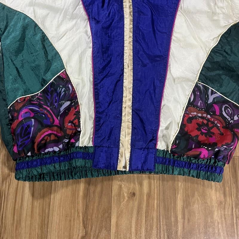 Vintage East West Jacket Womens Large Multicolor Colorblock Nylon Windbreaker 90