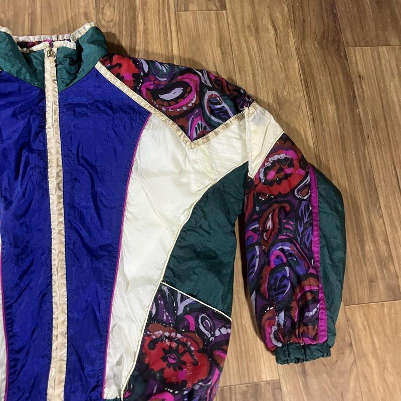 Vintage East West Jacket Womens Large Multicolor Colorblock Nylon Windbreaker 90
