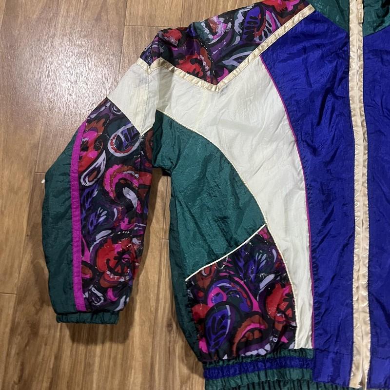 Vintage East West Jacket Womens Large Multicolor Colorblock Nylon Windbreaker 90