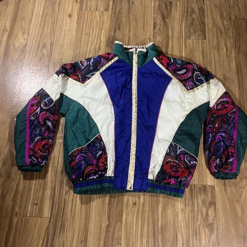 Vintage East West Jacket Womens Large Multicolor Colorblock Nylon Windbreaker 90