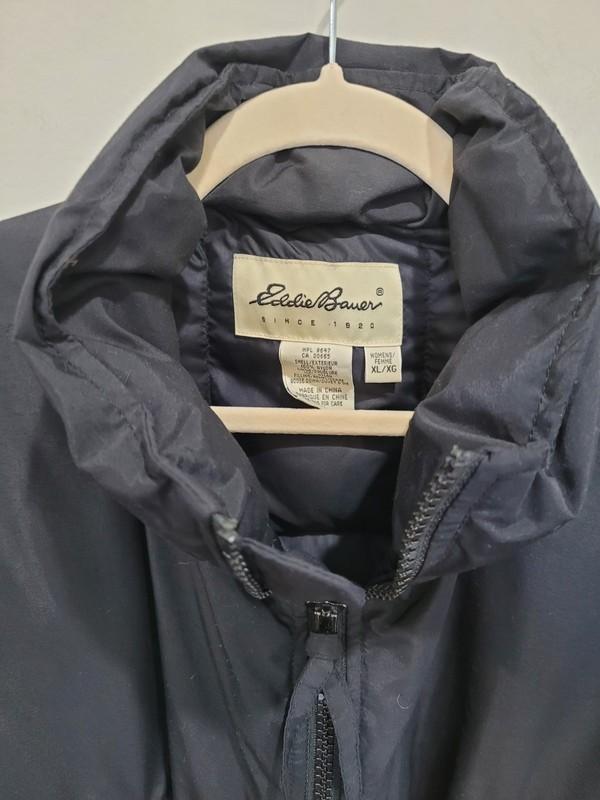 Vintage Eddie Bauer Womens Premier Polar Parka XL XLarge Black Goose Down Coat