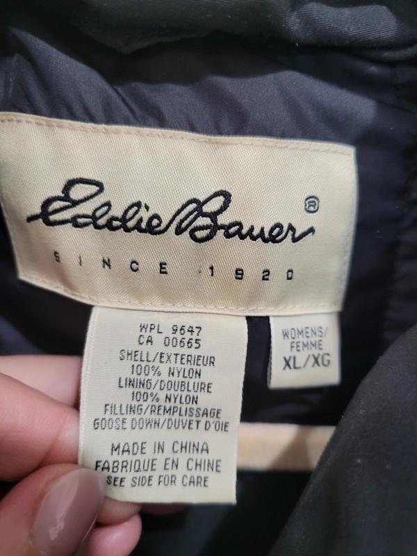 Vintage Eddie Bauer Womens Premier Polar Parka XL XLarge Black Goose Down Coat