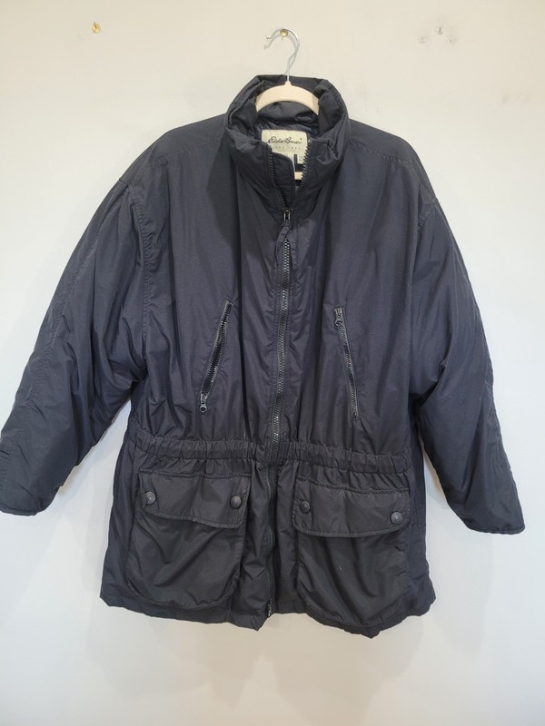 Vintage Eddie Bauer Womens Premier Polar Parka XL XLarge Black Goose Down Coat