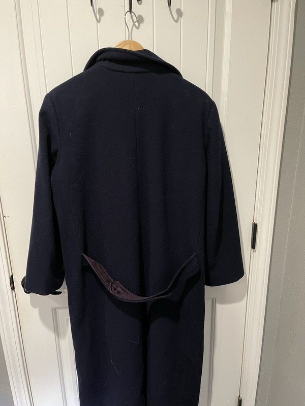 Vintage Forecaster Of Boston 100% Wool Navy Long Coat Double Breasted Made In US