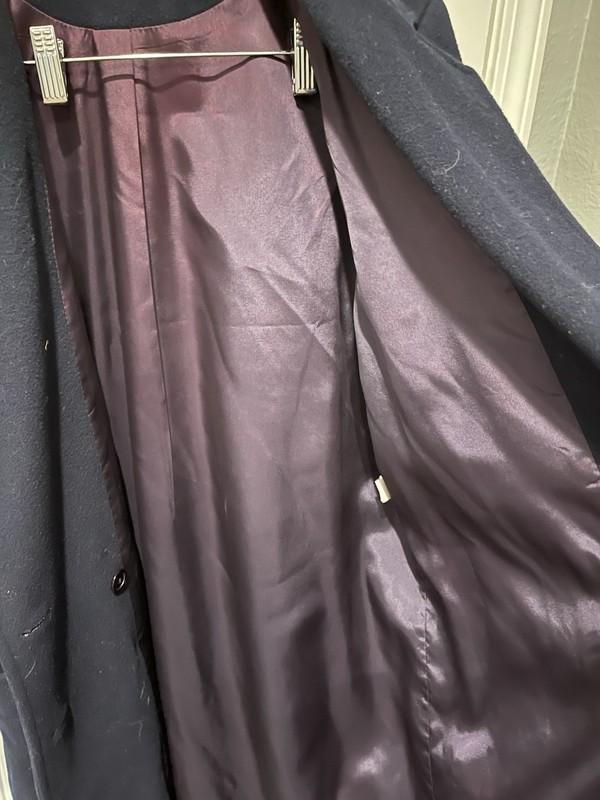 Vintage Forecaster Of Boston 100% Wool Navy Long Coat Double Breasted Made In US