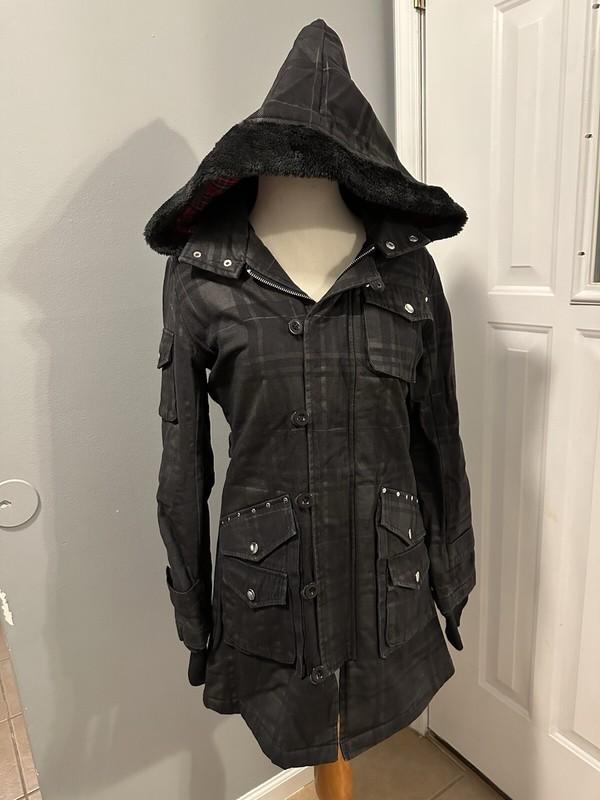 Vintage Gothic Lolita Punk (GLP) Jacket With Plaid Inner - Small