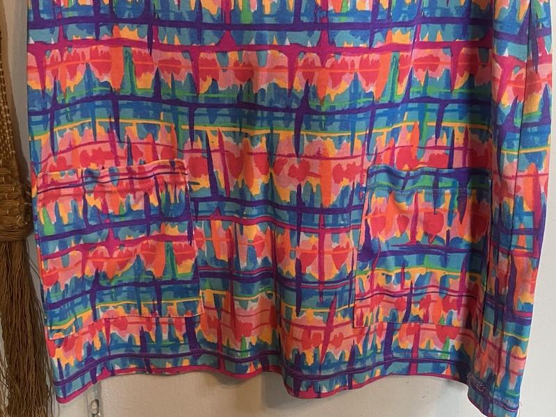 Vintage Janzten Summer Swim Beach Coverup Dress Neon 90's Retro