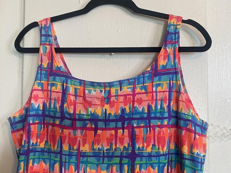 Vintage Janzten Summer Swim Beach Coverup Dress Neon 90's Retro