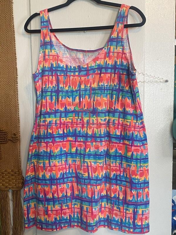 Vintage Janzten Summer Swim Beach Coverup Dress Neon 90's Retro