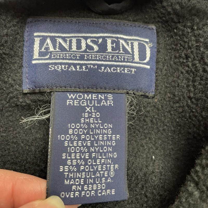 Vintage Lands End Squall Jacket Womens XL Blue Nylon Fleece Lined Bomber 90s USA