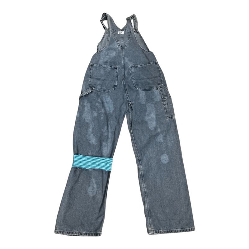 Vintage Lee Dungarees Rivited Denim Blue Bib Overalls Size L Carpenter Patchwork
