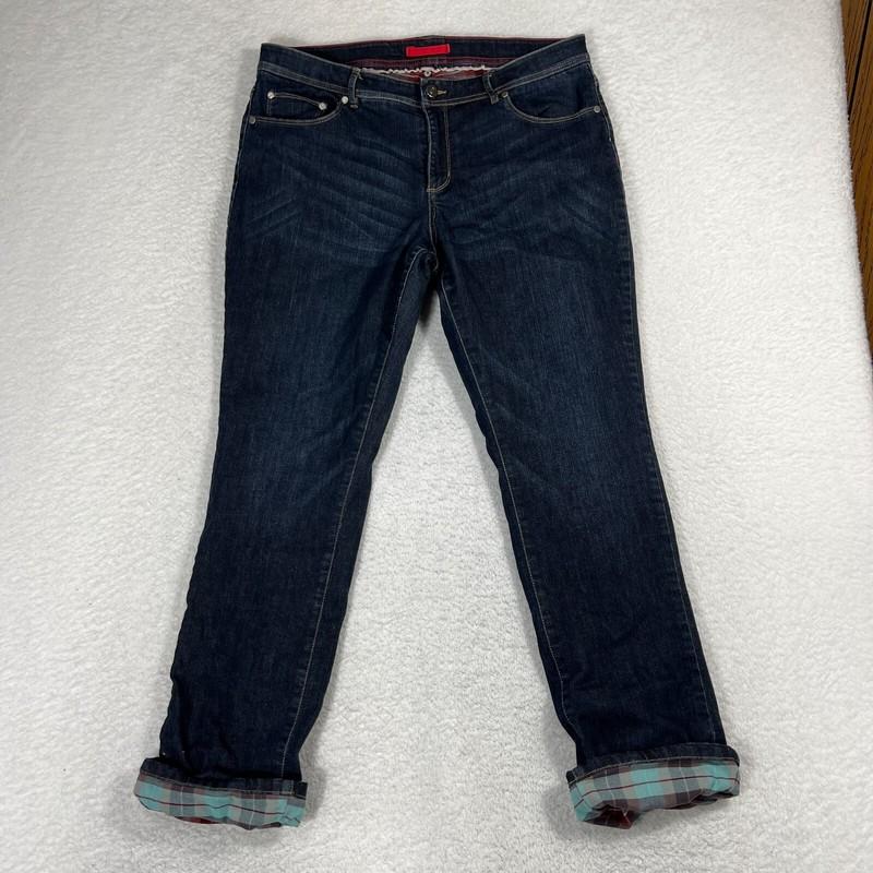 Vintage LL Bean Stretch 14 (34x29) Plaid Flannel Lined Jeans Womens Blue Reflect
