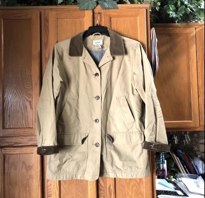 Vintage LL Bean Women’s Corduroy Trim Collared Cotton Chore Jacket Large STAINED
