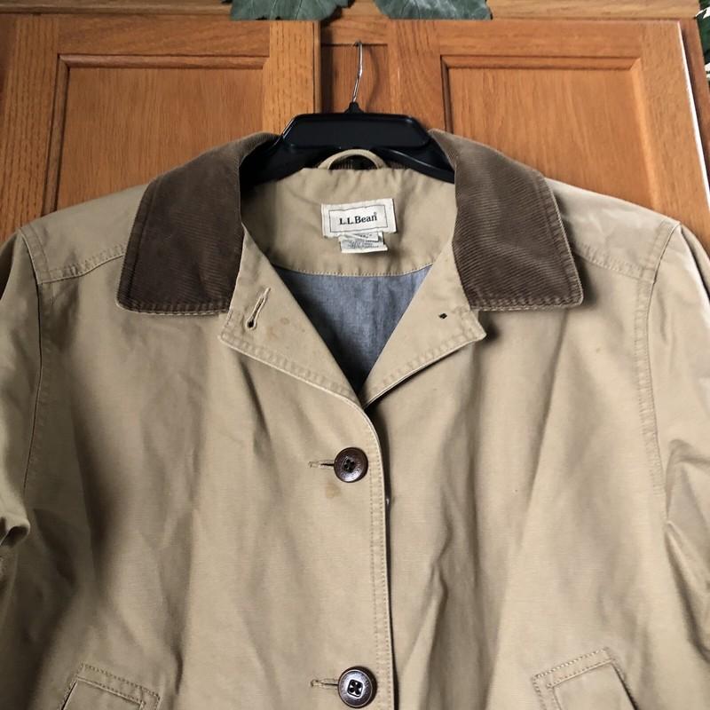 Vintage LL Bean Women’s Corduroy Trim Collared Cotton Chore Jacket Large STAINED