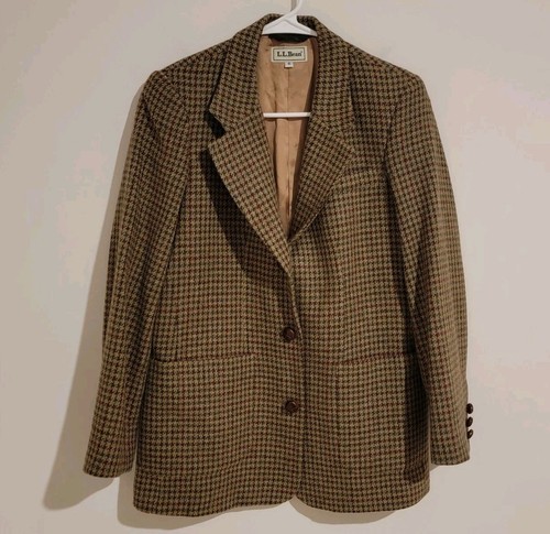 Vintage LL Bean Womens Blazer Size 6 Houndstooth 3 Button Academia