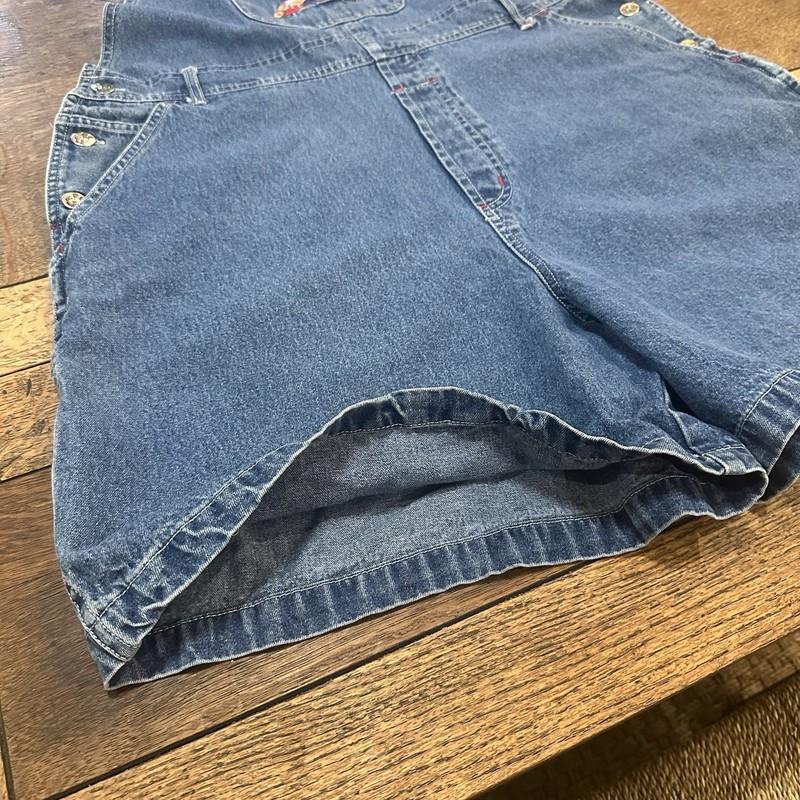 Vintage Mickey Unlimited Overalls Womens L Disney Shorts Embroidered 90s