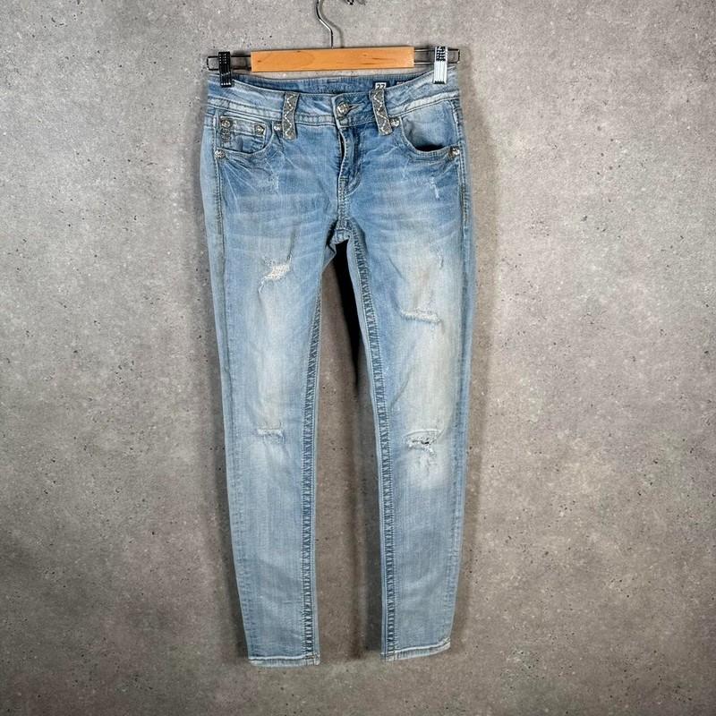 Vintage Miss Me Slim Y2K Hip Hop Jeans Womens W27 Blue Denim USA