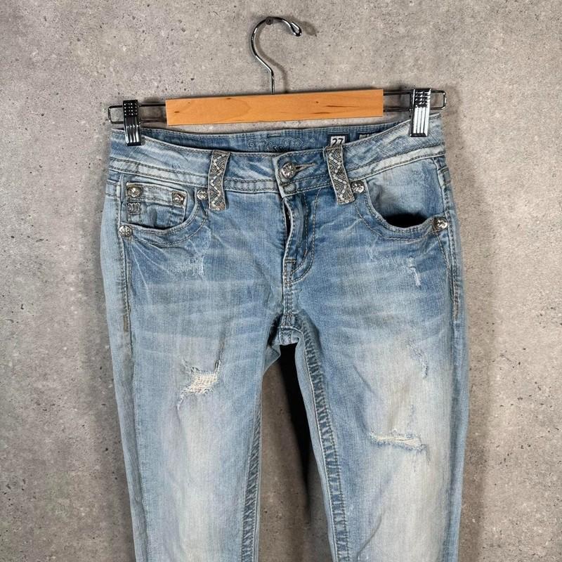 Vintage Miss Me Slim Y2K Hip Hop Jeans Womens W27 Blue Denim USA