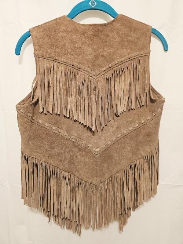 Vintage Ms Pioneer Women’s Fringe Leather Suede Vest Size 8 Boho Western Style