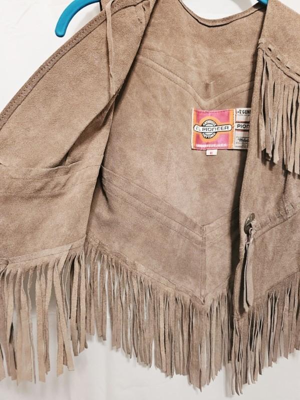 Vintage Ms Pioneer Women’s Fringe Leather Suede Vest Size 8 Boho Western Style