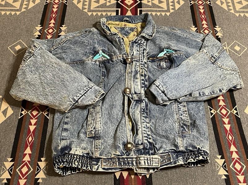 Vintage Pepe Acid Wash Denim Trucker Jean Jacket Mens Size S/M Full Zip T45