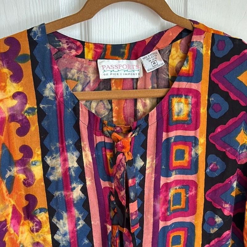 Vintage PIER 1 IMPORTS Colorful Geometric Patterned Cover Up Tunic Size Medium