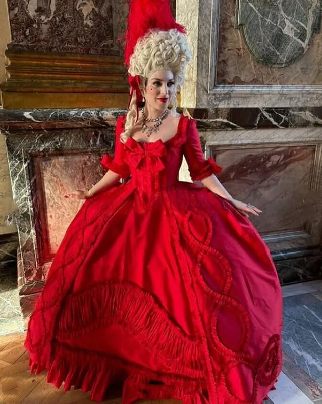 Vintage Red Victorian Ball Gowns Renaissance Corset Cosplay Evening Gowns