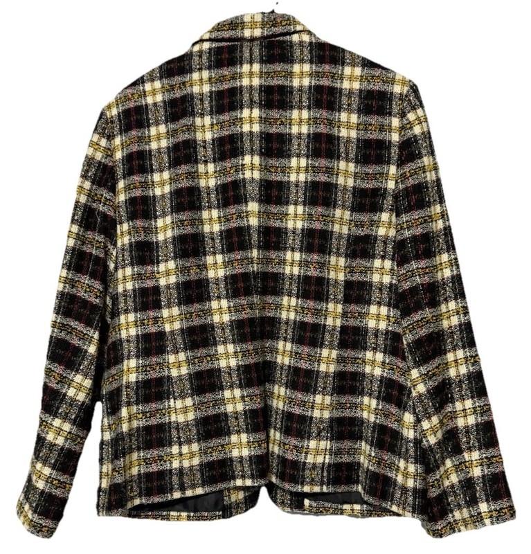 Vintage Sag Harbor Jacket Womens Sz 14 Plaid Zip Front Lined Acrylic Retro Y2K