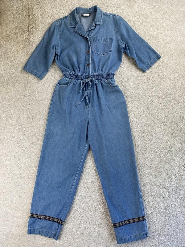 Vintage Saint Germain Jumpsuit Romper Petite S Blue Jean Denim Coveralls