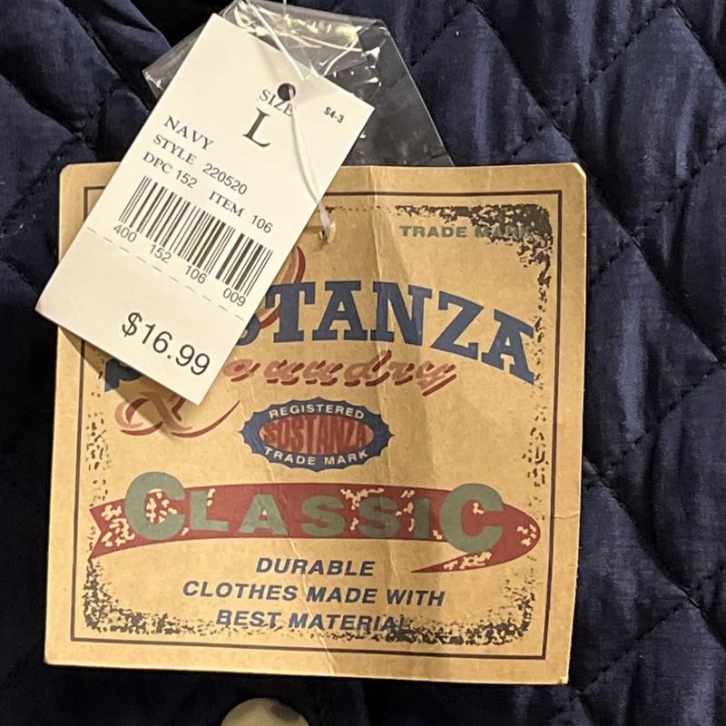 Vintage Sostanza Vest Women L 100% Silk Shell Blue Classic Quilted Puffer