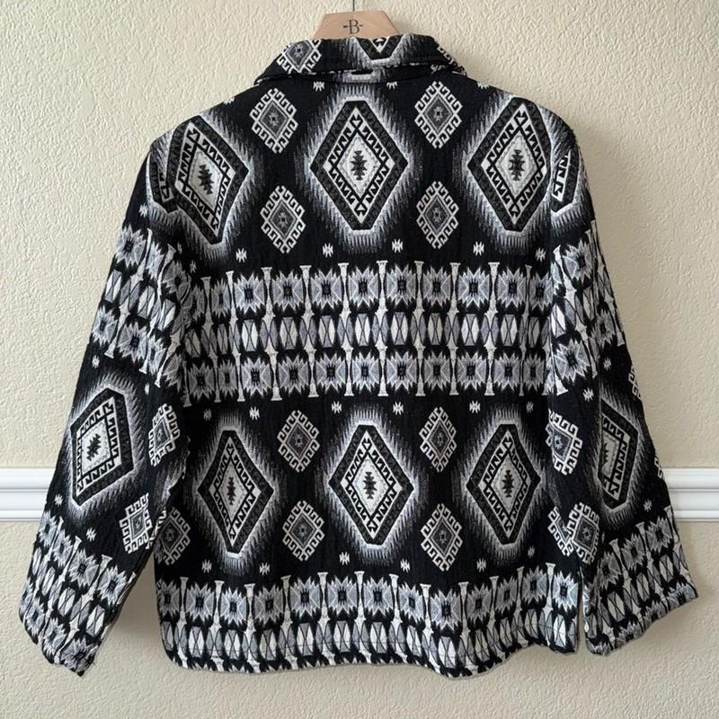 Vintage Southwestern Aztec Boho Tapestry Button Front Jacket By Jane Ashley M