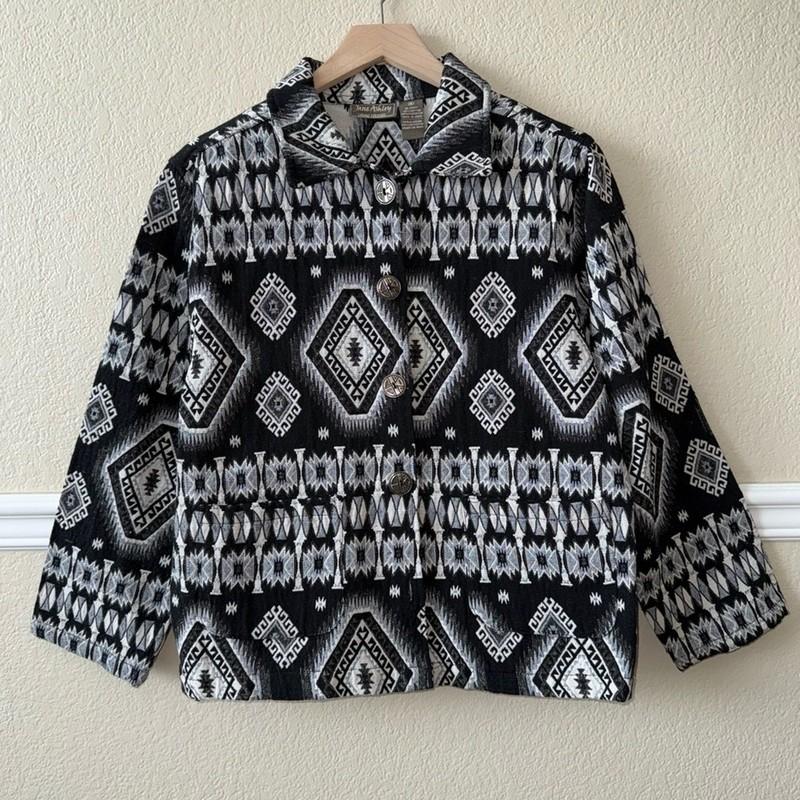 Vintage Southwestern Aztec Boho Tapestry Button Front Jacket by Jane Ashley M