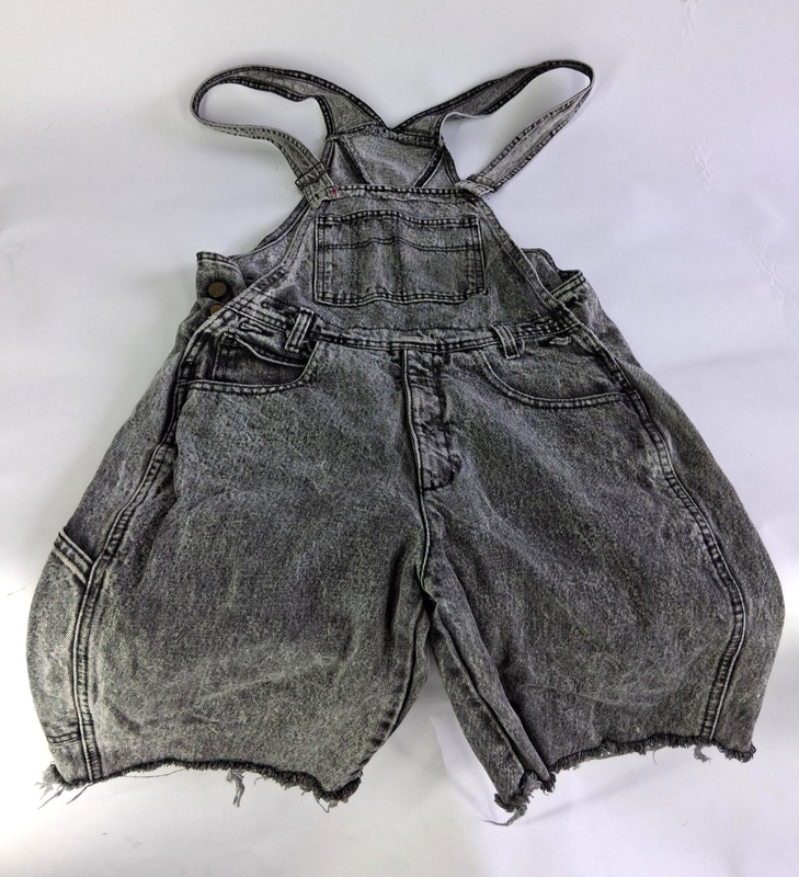 Vintage Wear L.o.u Daily Womens Small Gray Cut-off Short Overalls