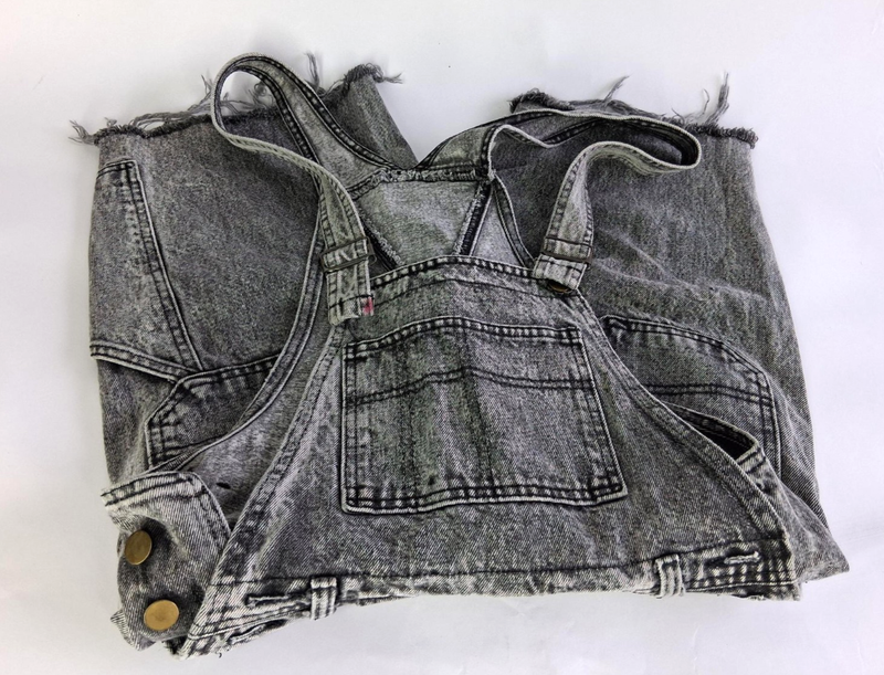 Vintage Wear L.o.u Daily Womens Small Gray Cut-off Short Overalls