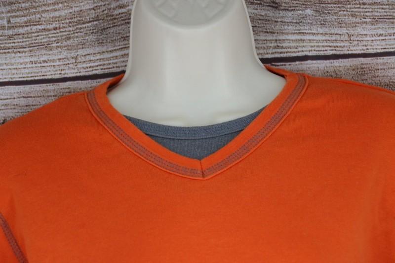 VINTAGE Womens Size Medium Pullover Layered Long Sleeve Top Shirt Orange Gray