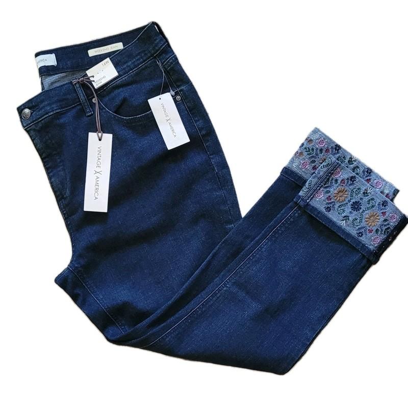 Vintage X America Women Weekend Jeans Plus Size Jeans Embroider Jeans 16-20W