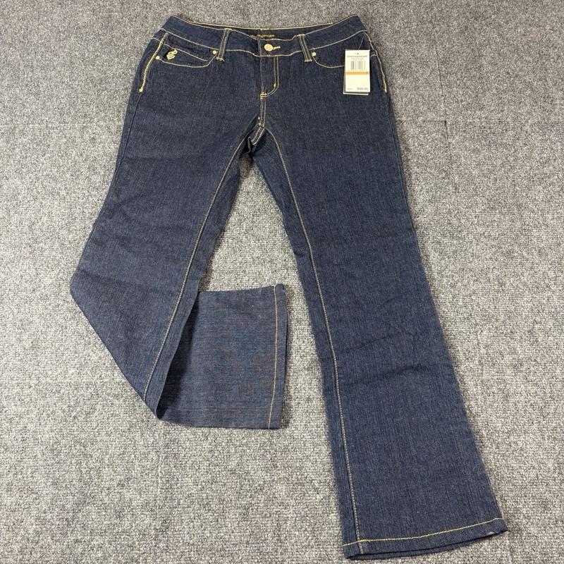 Vintage Y2K Juniors Roca Wear Flare Jeans Size 7 Sequin Gold Pockets Hip Hop NWT