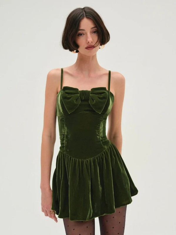 VS For Love and Lemons “Martini” Velvet Mini Dress Green MRSP $249 NWT