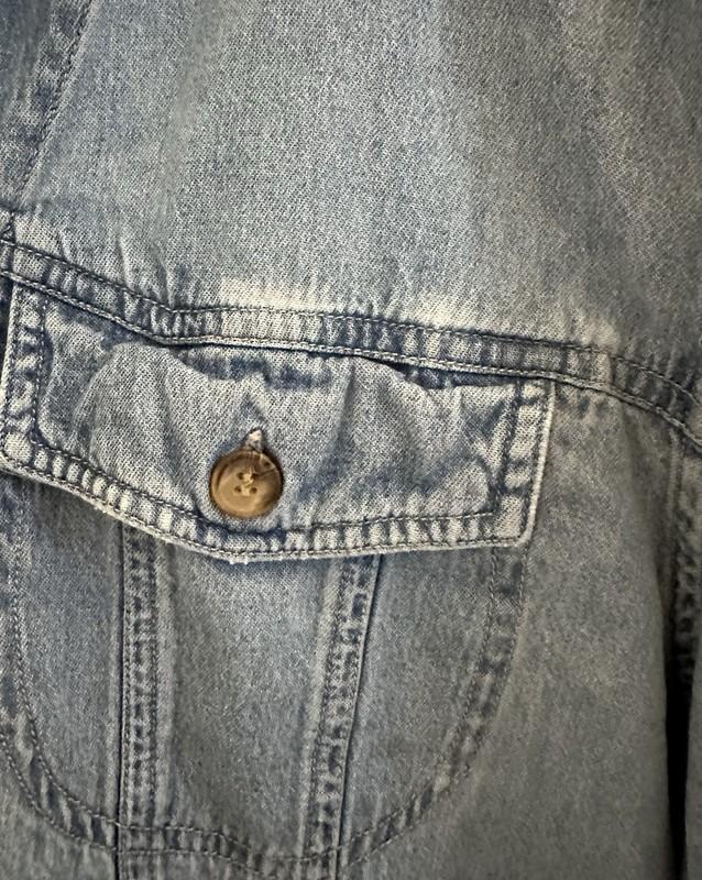VTG 90s The Avenue Denim Button Up Light Wash Jean Shirt Jacket Shacket -14/16