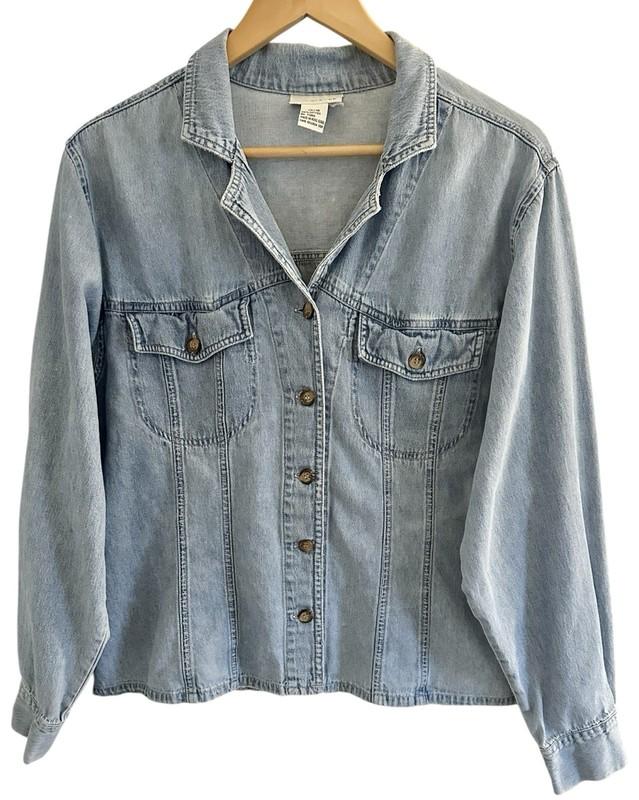 VTG 90s The Avenue Denim Button Up Light Wash Jean Shirt Jacket Shacket -14/16