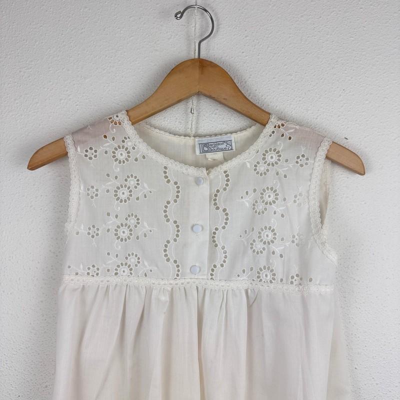 VTG Barbizon Boutique Cream Nightgown S Sleeveless Lace Poly Cotton