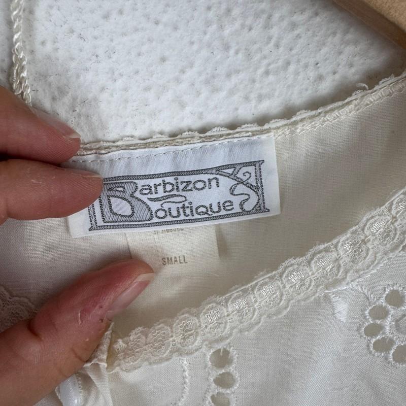 VTG Barbizon Boutique Cream Nightgown S Sleeveless Lace Poly Cotton