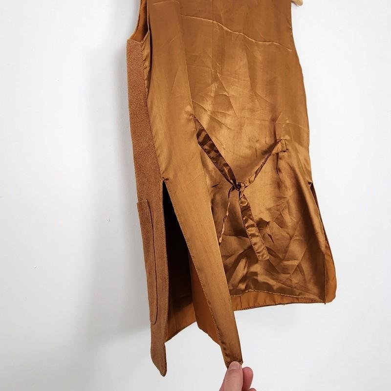 VTG Brown Suede Vest Pockets Coastal Cowgirl Western Ranch Boho Retro 70s Rock