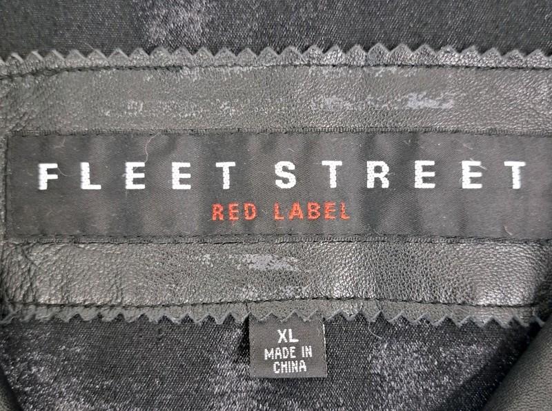 Vtg Fleet Street Red Label Black 100% Genuine Leather Coat Womens XL Jacket 34"L