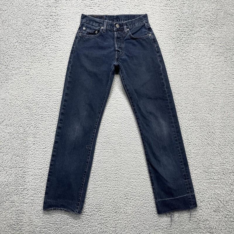 VTG Levi's 501 Jeans Womens 27x32 Indigo Raw Hem Denim Button Fly Distressed