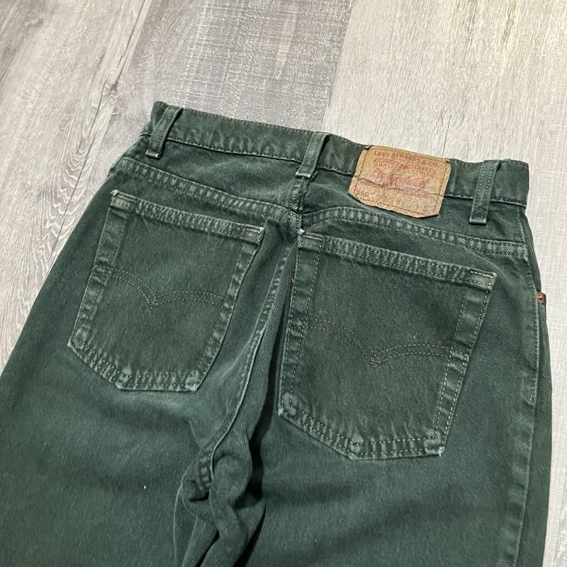VTG Levis 550 Dark Forest Green Womens Relaxed Fit Tapered USA Denim Jeans 9 SHT
