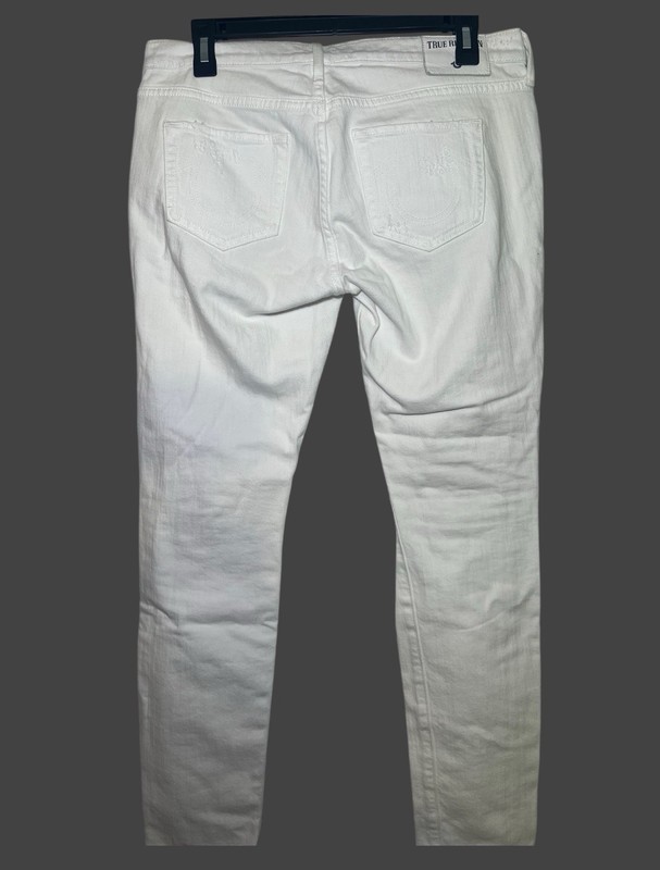VTG True Religion Jeans Skinny Distressed White Women’s Size 28 Stretch Low Rise