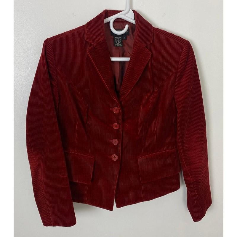 VTG Women J. Peterman corduroy button up blazer collared jacket 4