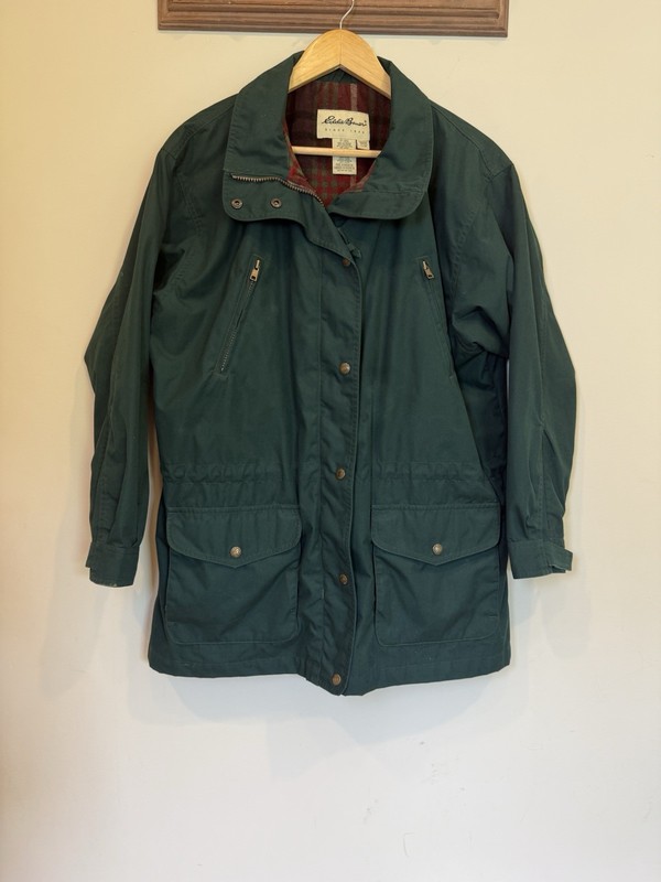 VTG Women’s Eddie Bauer Utility Jacket Wool Lined Green Winter Chore Coat LG