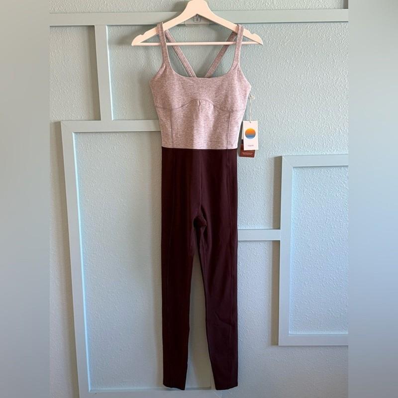 VUORI Colorblock Corset Jumpsuit WOMENS Size XS BODYSUIT NWT grey brown